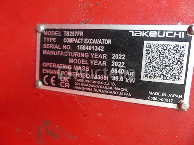Takeuchi minigraafmachine tb257fr - afbeelding 1 van  37