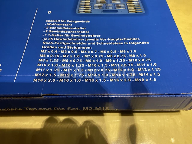 Tap en snij set 110-delig metrisch tungsten staal - afbeelding 6 van  9