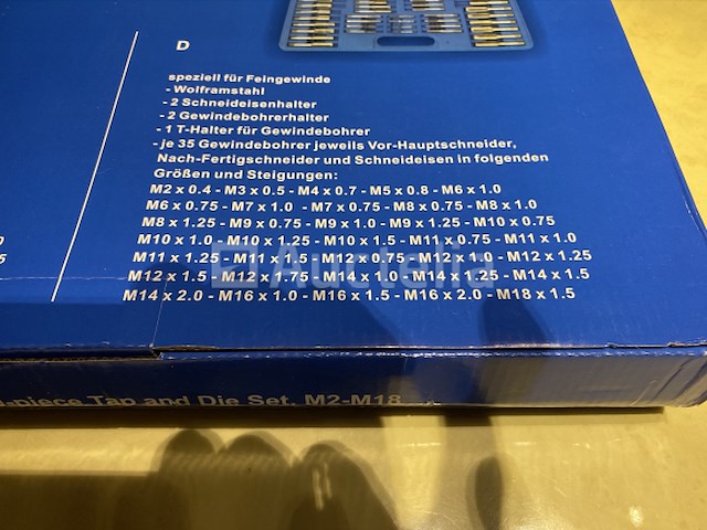 Tap en snij set 110-delig metrisch tungsten staal - afbeelding 9 van  9