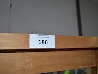 Teak kast met 2 spiegelschuifdeuren afm. 210x158x50cm - afbeelding 2 van  6