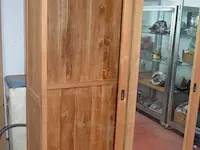 Teak kast met 2 spiegelschuifdeuren afm. 210x158x50cm - afbeelding 6 van  6