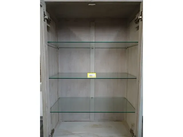 Teak-line kolomkast greywash 2 deuren + 2 deuren glas 82cm - afbeelding 2 van  5