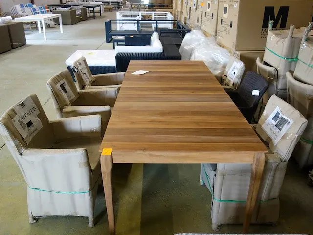 Teak tafel + 6x stoel manutti - afbeelding 1 van  4