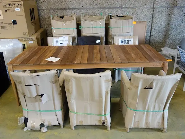 Teak tafel + 6x stoel manutti - afbeelding 2 van  4