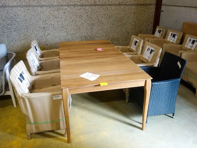 Teak tafel + 6x stoel manutti - afbeelding 1 van  5