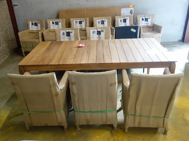 Teak tafel + 6x stoel manutti - afbeelding 2 van  5