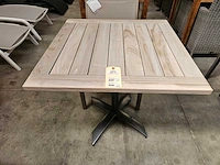 Teak tafel calida 80 x 80cm met alu onderstel antraciet - afbeelding 1 van  3