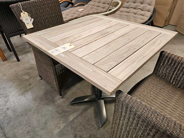 Teak tafel calida 80 x 80cm met alu onderstel antraciet - afbeelding 1 van  5