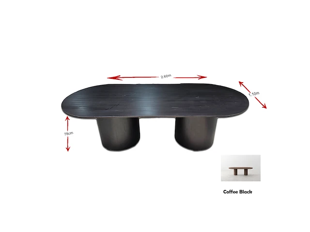 Teak tafel coffee black - afbeelding 1 van  1