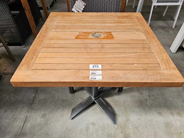 Teak tafel elite 75 x 75cm met alu onderstel antraciet - afbeelding 1 van  3