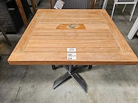 Teak tafel elite 75 x 75cm met alu onderstel antraciet - afbeelding 1 van  3