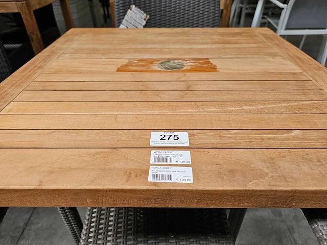 Teak tafel elite 75 x 75cm met alu onderstel antraciet - afbeelding 3 van  3