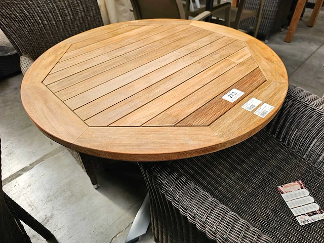 Teak tafel elite dia 70cm met alu onderstel antraciet - afbeelding 1 van  3