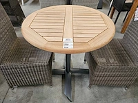 Teak tafel elite dia 70cm met alu onderstel vast - afbeelding 1 van  2