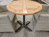 Teak tafel elite dia 70cm met alu onderstel vast