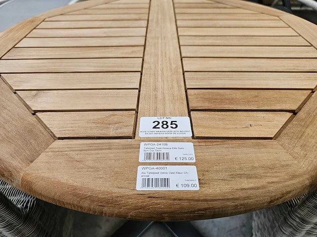 Teak tafel elite dia 70cm met alu onderstel vast - afbeelding 3 van  3