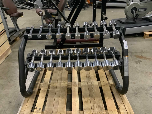 Technogym chrome dumbbells 1 t/m 10kg met rek krachtstation - afbeelding 1 van  7