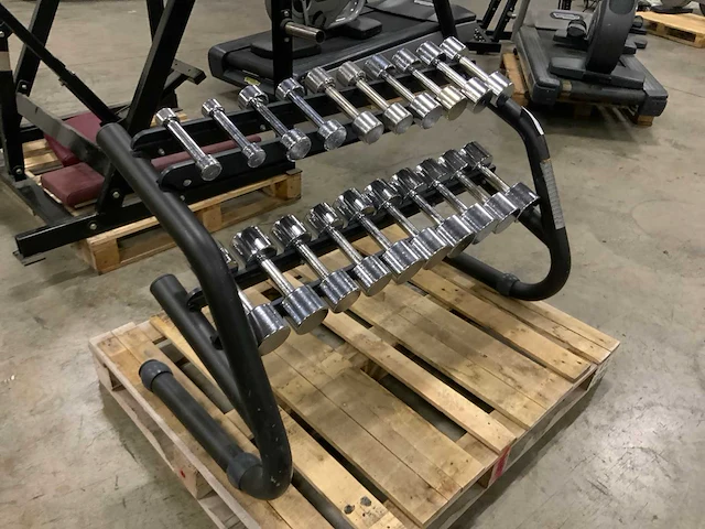 Technogym chrome dumbbells 1 t/m 10kg met rek krachtstation - afbeelding 2 van  7