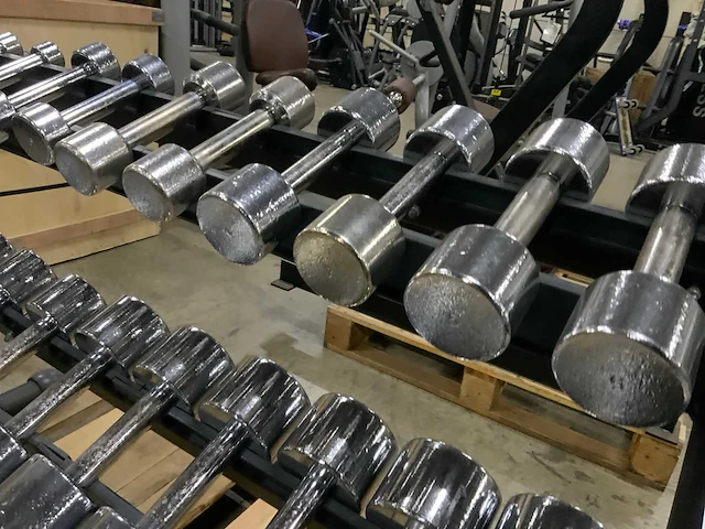 Technogym chrome dumbbells 1 t/m 10kg met rek krachtstation - afbeelding 5 van  7