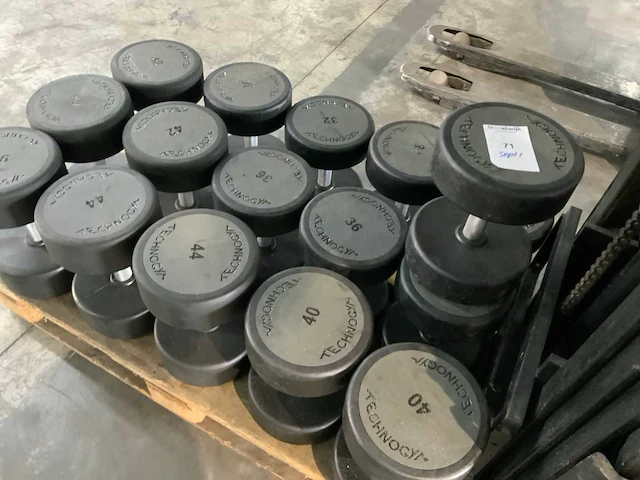 Technogym pu dumbbells 32kg t/m 46kg krachtstation - afbeelding 3 van  4