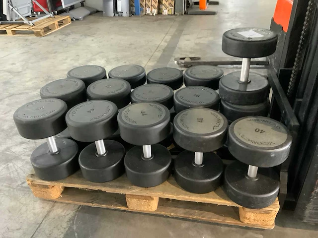Technogym pu dumbbells 32kg t/m 46kg krachtstation - afbeelding 4 van  4