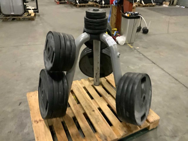 Technogym pu schijven 50mm met rek 12x20kg;8x10kg;4x2,5kg;2x1,25kg krachtstation - afbeelding 2 van  7