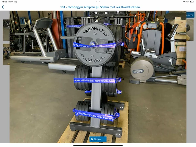Technogym schijven pu 50 mm met rek krachtstation - afbeelding 3 van  4