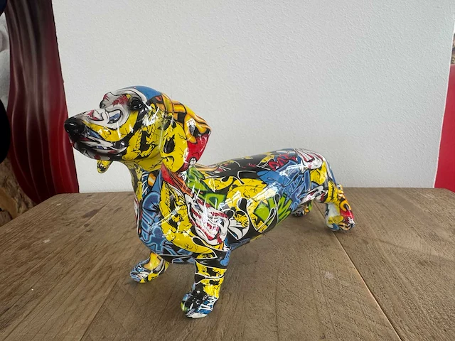 Teckel graffiti h14cm - afbeelding 1 van  3