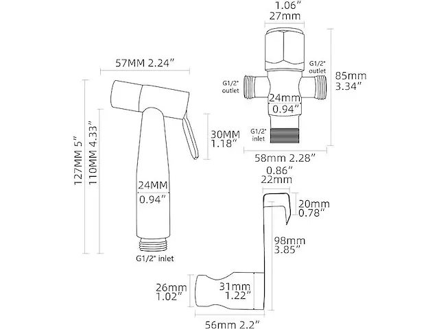 Tecmolog bidet kraan zwart - afbeelding 2 van  2