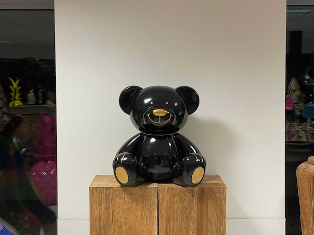 Teddy bear zittend black h60cm - afbeelding 2 van  2