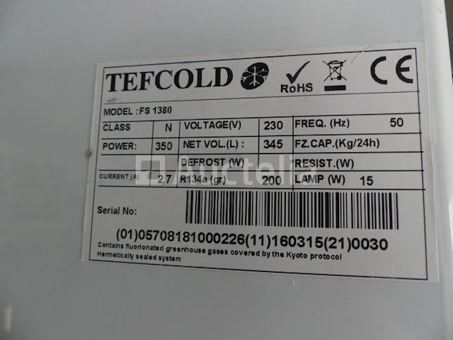 Tefcold ff1380 professionele koelkast met glazen deur - afbeelding 1 van  3