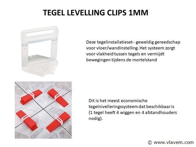 Tegel levelling clips 1mm - afbeelding 2 van  2