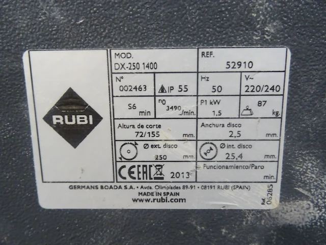 Tegelzaagmachine rubi - afbeelding 15 van  15