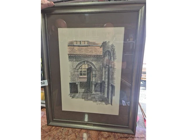 Tekening achter glas 68x88cm - afbeelding 1 van  3