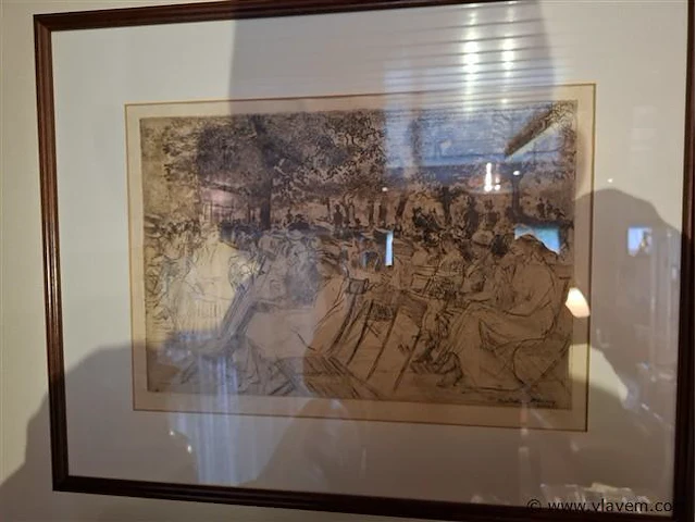 Tekening achter glas - afbeelding 1 van  2