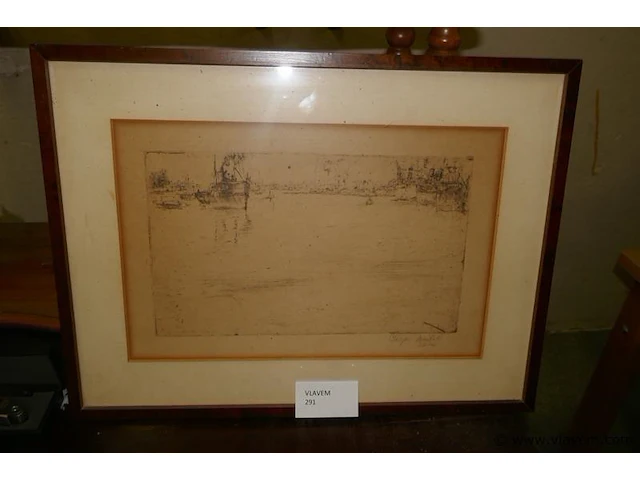 Tekening achter glas - afbeelding 1 van  2