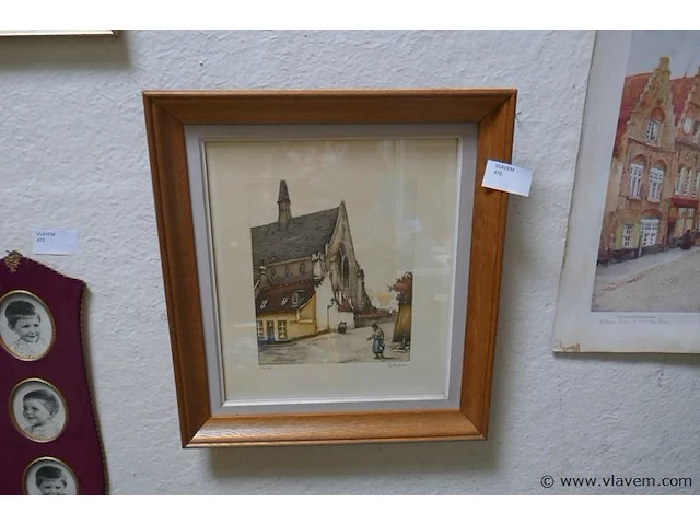 Tekening achter glas - afbeelding 1 van  2