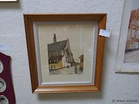 Tekening achter glas - afbeelding 1 van  2