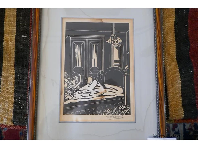 Tekening gesigneer masereel - afbeelding 1 van  2
