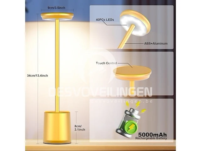 Tekstap led draagbare draadloze tafellampen (set van 2) - afbeelding 3 van  5