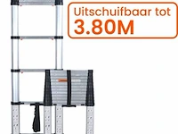 Telescoopladder 3,80m zilver - afbeelding 1 van  8