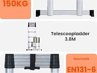 Telescoopladder 3,80m zilver - afbeelding 6 van  8