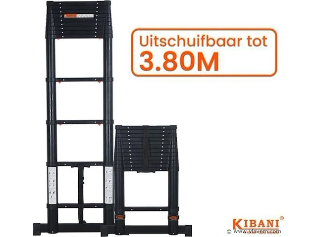 Telescoopladder 3,80m zwart - afbeelding 1 van  8