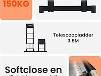 Telescoopladder 3,80m zwart - afbeelding 2 van  8
