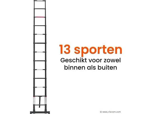 Telescoopladder 3,80m zwart - afbeelding 3 van  8
