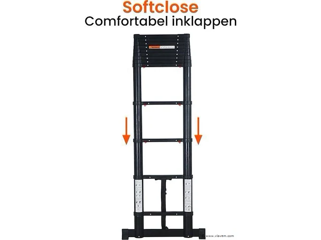 Telescoopladder 3,80m zwart - afbeelding 4 van  8