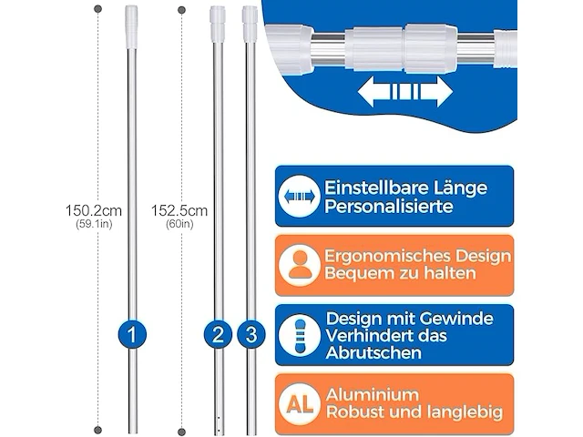 Telescoopstang 1,7 tot 4,7meter met universele kop - afbeelding 2 van  5