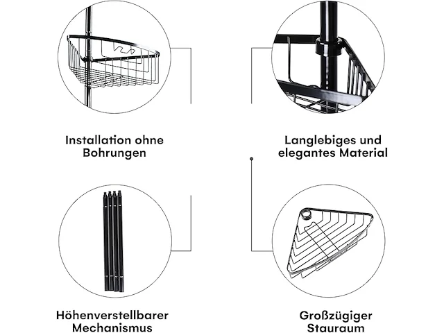 Telescopisch doucherek - zwart - afbeelding 3 van  3