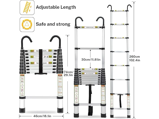 Telescopische ladder - afbeelding 3 van  4