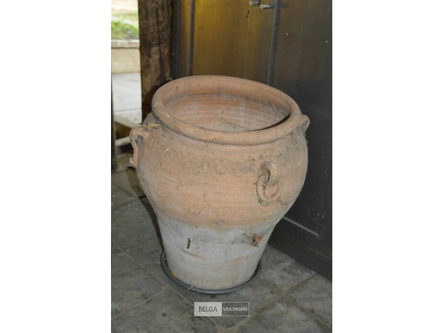 Terracotta en metalen bloempot - afbeelding 2 van  3